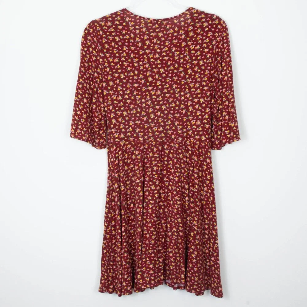 ASOS V Neck Floral Flutter Sleeve Mini Dress Womens Size 8 - Picture 8 of 9